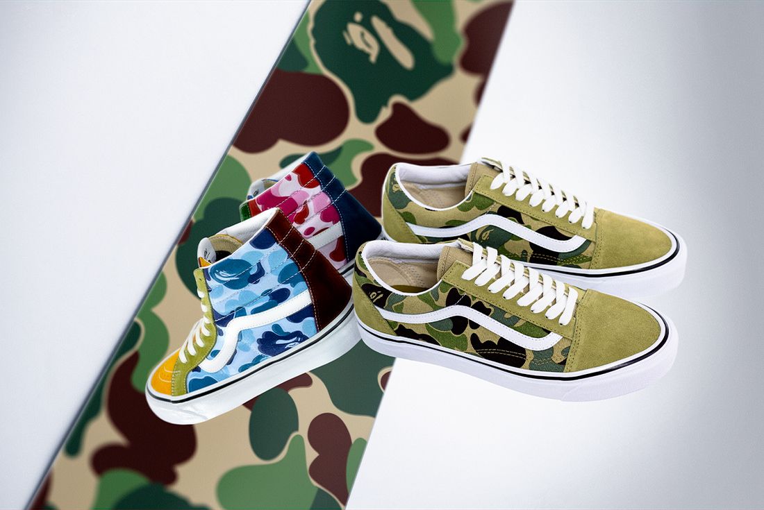 Vans x clearance bape slip on